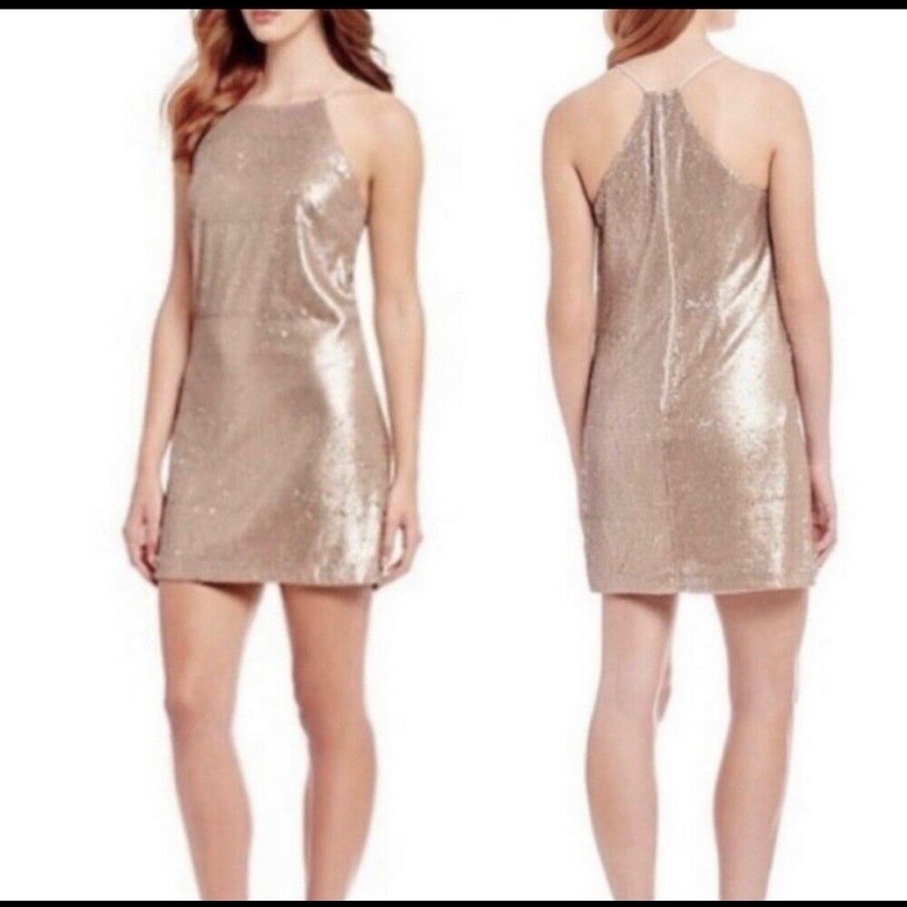Gold mini dress by Halston - Picture 2 of 7